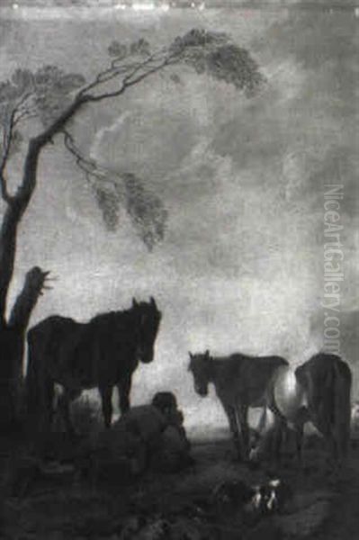 Peasant Resting With Horses - view 1