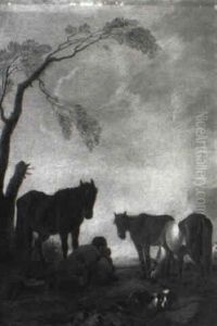 Peasant Resting With Horses by Pieter Jacobsz Van Laer