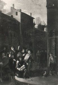 A Minstrel Playing In A Dark Street