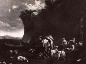 Italien. Gebirgslandschaft Mit Hirten by Pieter Jacobsz Van Laer