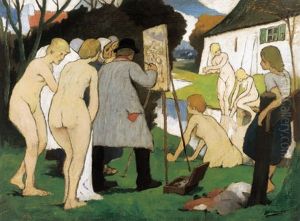 Les Baigneuses Et Le Peintre by Eugene Laermans
