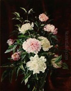 Still Life With Pink And White Peonies by Augusta Laessoe