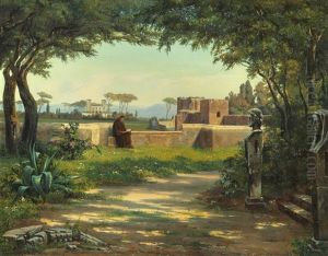 View From Rome With Villa Borghese Seen From Villa Medici by Thorald Laessoe