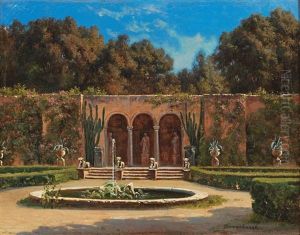 Orangerie Gardens At The Villa Borghese by Thorald Laessoe