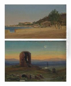 Vue De Messine (1); Et Ruines Dans La Campagne Romaine Ou Torre Del Diavolo (2) by Thorald Laessoe