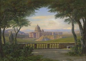 Blick Auf Sankt Peter Von Der Terrasse Der Villa Doria Pamphili