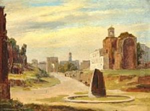 View Of The Roman Forum With Meta Sudans by Thorald Laessoe
