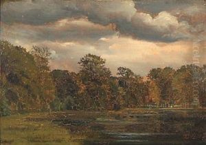 Cloudy Summer Day At A Forest Glade by Thorald Laessoe