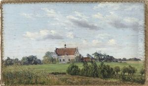 Prospekt Af Herregarden Nakkebolle Pa Fyn, I Forgrunden Vilde Blomster Og Levende Hegn, I Baggrunden Den Hvidkalkede Renaissancehovedbygning Omkranset Af Store Traer, Sommer Prospekt Af Herregarden Nakkebolle Pa Fyn, I Forgrunden Vilde Blomster Og Levende Hegn, I Baggrunden Den Hvidkalkede Renaissancehovedbygning Omkranset Af Store Traer, Sommer