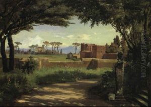 Parti Fra Parken Ved Villa Medici Betegner Villa Medici Roma by Thorald Laessoe