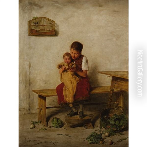 Geschwisterpaar Mit Spielzeugfiguren - view 1
