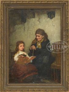 Child Reading To Grandmother by Gustav Laeverenz