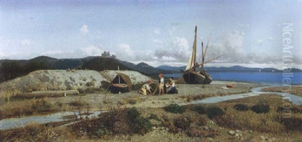 Famiglia Di Pescatori Nel Paesaggio Costiero - view 1