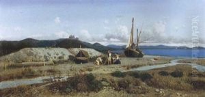Famiglia Di Pescatori Nel Paesaggio Costiero