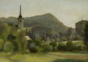 Partie Im Wienerwald Mit Kirchturm Partie Im Wienerwald Mit Kirchturm