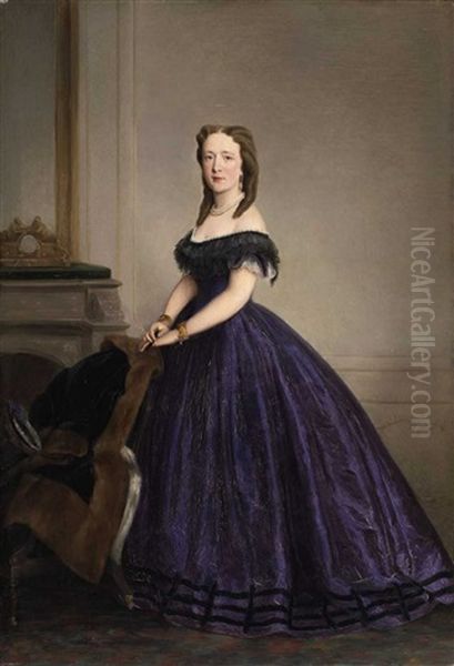 A Portrait Of A Lady In A Purple Dress - view 1