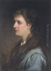 Bildnis Einer Dame In Blauem Kleid by Ernst Lafite