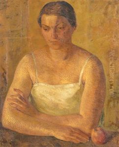 Portrait De Femme A La Pomme by Luc Lafnet