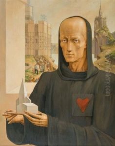 Le Geometre Ou Le Moine Constructeur Et Trois Etudes Dessinees Pour Ce Tableau (4 Works)