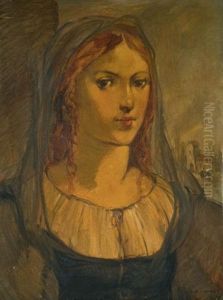 Femme De La Renaissance Devant Un Village