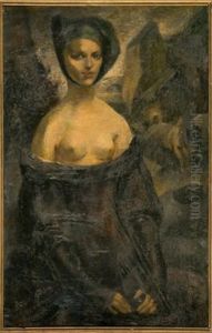 Jeune Femme Aux Seins Denudes Et Composition Geometrique (recto-verso) by Luc Lafnet