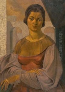 Portrait De Jeanne Lafnet En Tenue Renaissance Sur Un Fond D'architecture