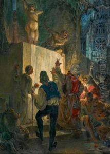 Scene De Comedie Sur La Place D'une Eglise