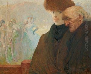 Deux Hommes Devant Des Femmes Denudees