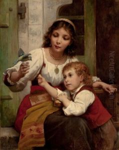 Child And Mother With Bird Child And Mother With Bird
