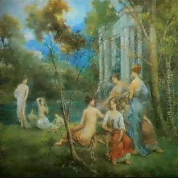 Badende Frauen In Einem Schlosspark - view 1