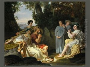 Sappho Singt Vor Dem Dichter Homer by Charles Nicolas Rafael LaFond