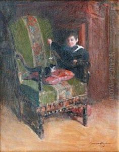 Jeune Garcon Jouant Avec Un Chat by Gennaro Befanio