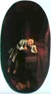 Portrait Of A Child Resting Ona Draped High Back Chair by Jean-Baptiste Adolphe Lafosse