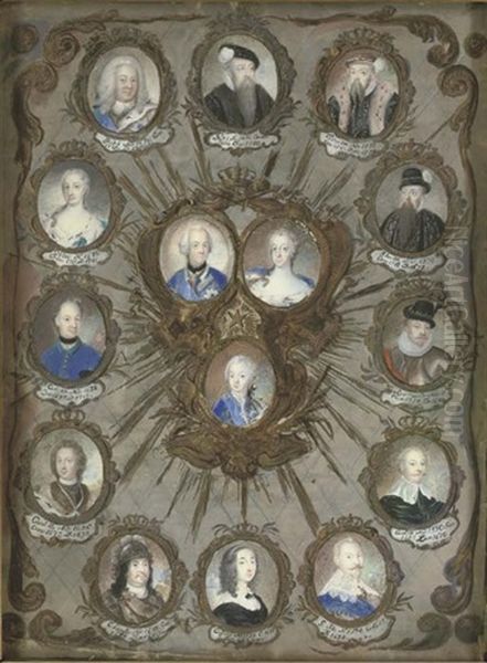 Portraits Of The Twelve Kings And Queens Of Sweden From Gustavus I To Frederick I With Portraits Of King Adolphus Frederick, Queen Louise Ulrika And Their Son The Future King Gustavus Iii - view 1