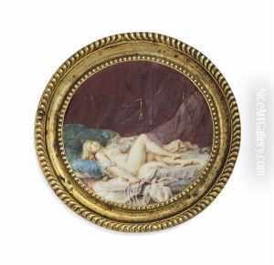 A Reclining Nude, In A Bedroom Interior With A Pair Of Love Birds