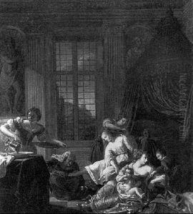 A Lady At Her Toilet Attended By Servants In An Elegant Interior by Niklas Lafrensen the Younger