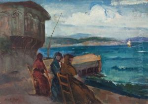 Emirgan Sahilinde Oturan Kadinlar by Mehmet Ali Laga