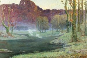 Abendliche Parklandschaft Mit Teich by Pierre Lagarde