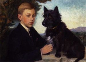 En Lille Dreng Med En Skottehund En Lille Dreng Med En Skottehund
