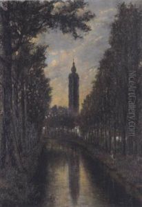 La Collegiale De Mons Se Refletant Dans Le Canal