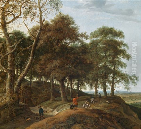 Bewaldete Landschaft Mit Einem Jager - view 1