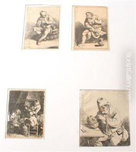 Konvolut Von Vier Radierungen by Cornelis (Pietersz.) Bega