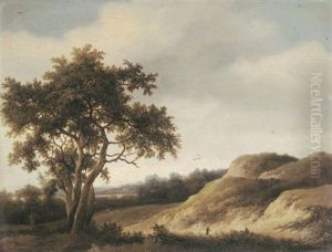 A Dune Landscape With A Solitary Figure by Jan De Lagoor