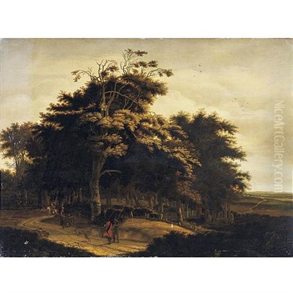 Wooded Landscape With Travellers - view 1