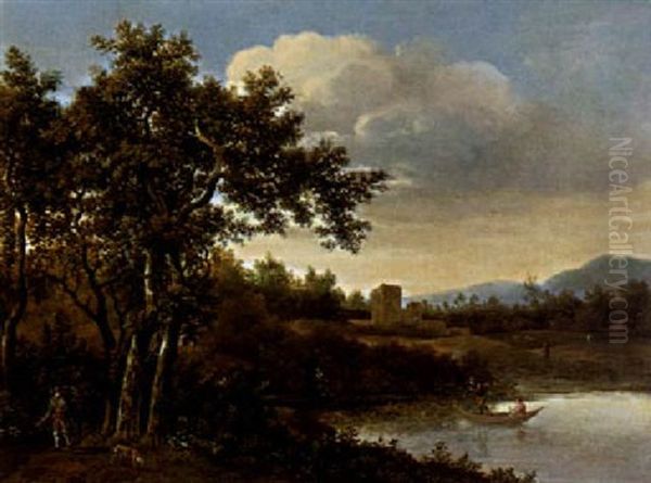 Fluslandschaft Mit Kahnfahrern - view 1