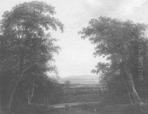 Paysage De La Campagne Hollandaise Avec Un Allee Dans Un Sous-bois by Jan De Lagoor