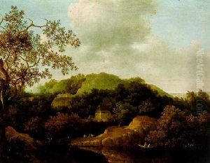 Waldlandschaft Mit Bauernhaus An Einem Teich by Jan De Lagoor