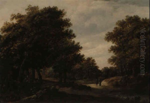 Wooded Landscape With Figures On A Path - view 1