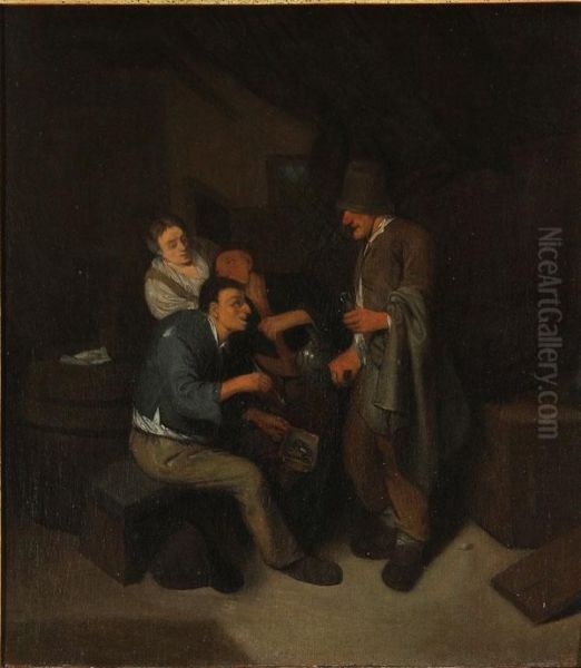 Interior Tavern Scene With Peasants Making Merry - view 1