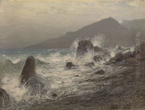 Waves Breaking Over Rocks by Lev Felixovich Lagorio